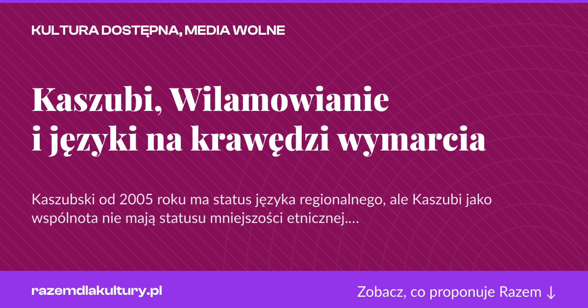 Karta social do udostępnienia: Kaszubi, Wilamowianie i języki na krawędzi wymarcia