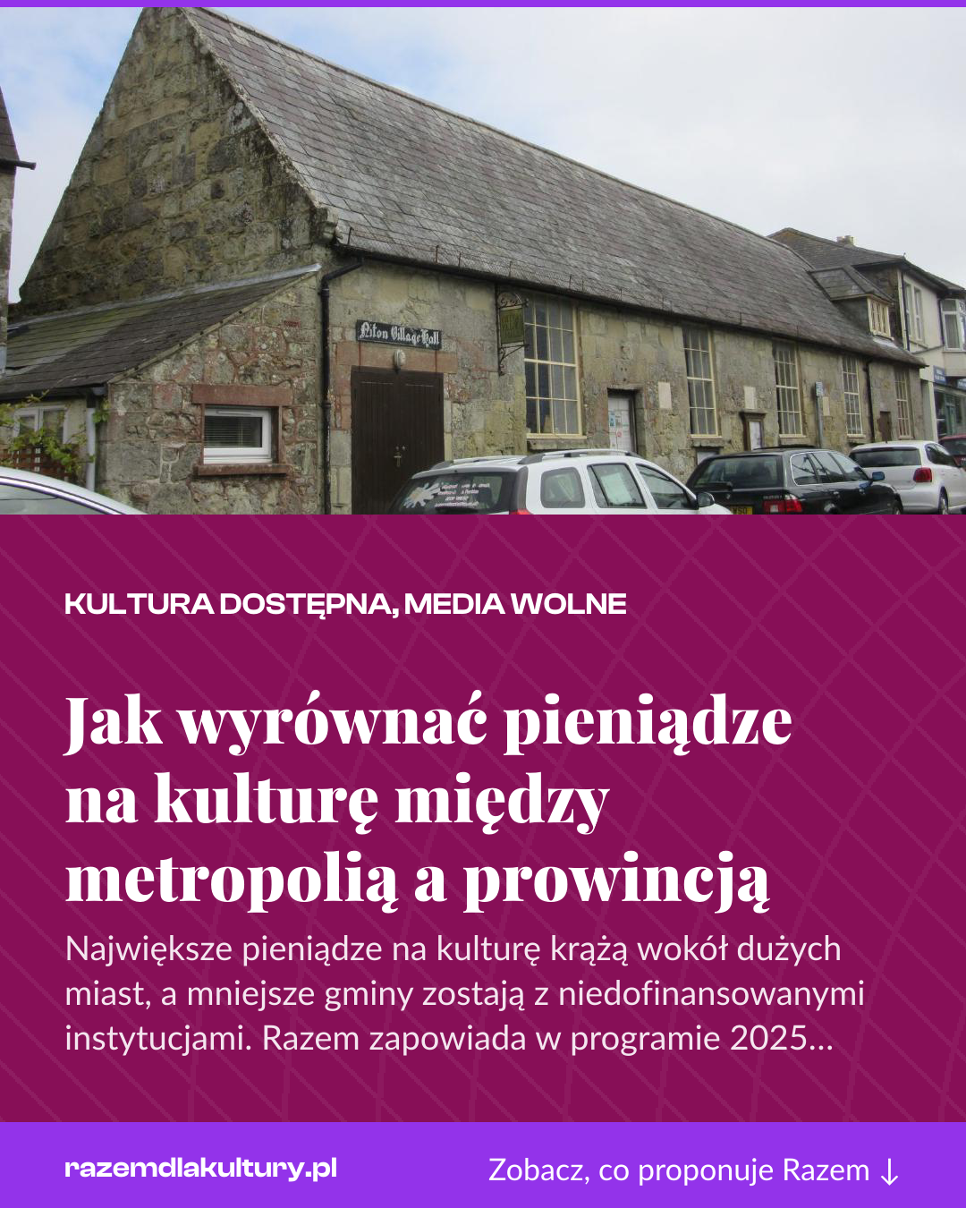 Grafika pionowa do udostępnienia: Jak wyrównać pieniądze na kulturę między metropolią a prowincją